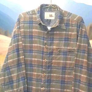 Outback Rider Flannel Shirt Jacket Men XL Grunge Green Plaid Button Grunge Biker